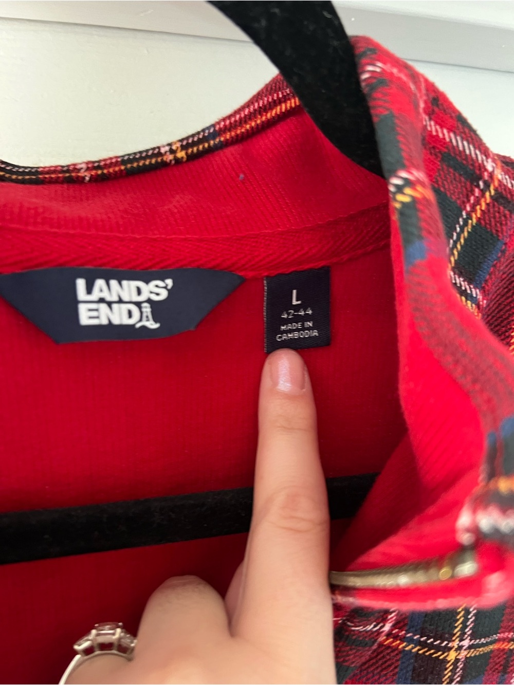 Lands' End Red Plaid Zip-Up Sweater - Men's - Picture 3 of 5